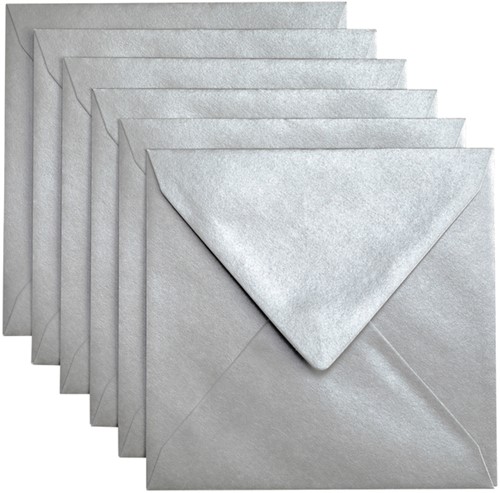 Envelop Papicolor 140x140mm zilver 6/st