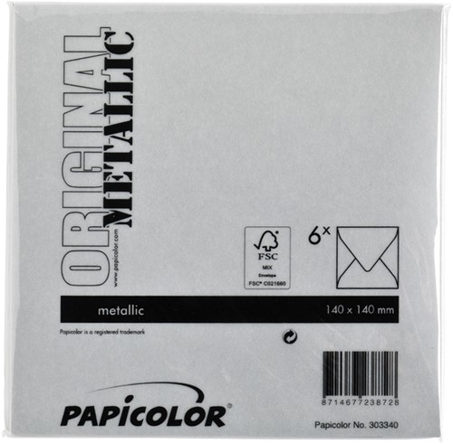 Envelop Papicolor 140x140mm zilver 6/st-3