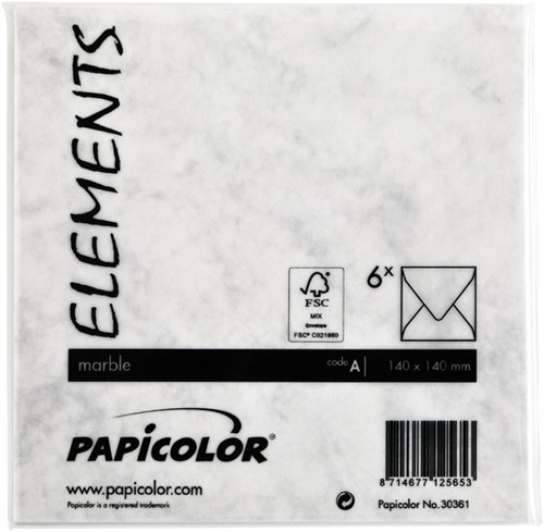 Envelop Papicolor 140x140mm marble grijs 6/st-3