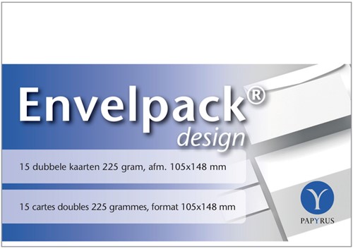 Kaarten dubbel Papyrus design wit 105x148mm pk/ 15