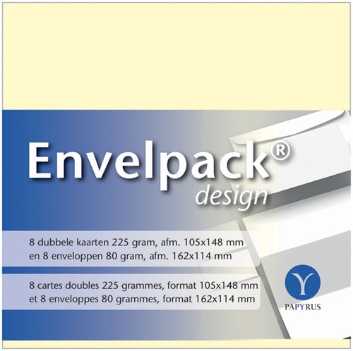Dubbele kaarten + enveloppen Papyrus 114x162mm ivoorwit pk/8