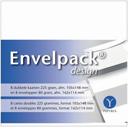 Dubbele kaarten + enveloppen Papyrus 114x162mm wit pk/8