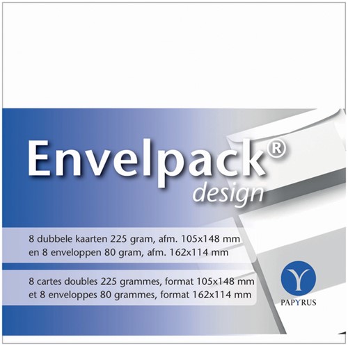 Dubbele kaarten + enveloppen Papyrus 114x162mm wit pk/8