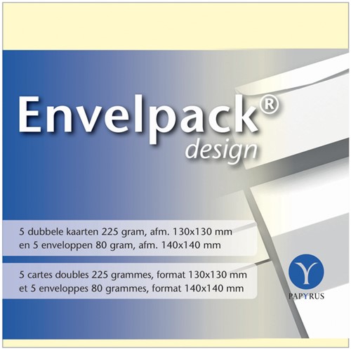 Dubbele kaarten +enveloppen Papyrus 130x130mm ivoorwit pk/5