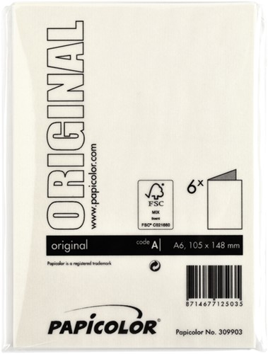 Correspondentiekaart Papicolor dubbel 105x148mm anjerwit 6/st-3
