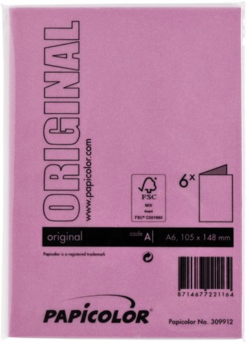 Correspondentiekaart Papicolor dubbel 105x148mm felroze 6/st-3