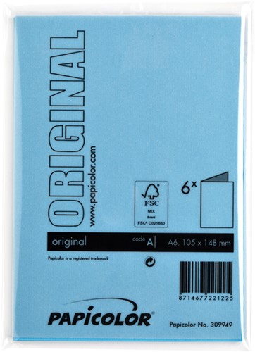 Correspondentiekaart Papicolor dubbel 105x148mm hemelsblauw 6/st-3
