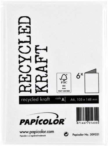 Correspondentiekaart Papicolor dubbel 105x148mm kraft wit 6/st-3