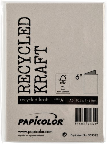 Correspondentiekaart Papicolor dubbel 105x148mm kraft grijs 6/st-3