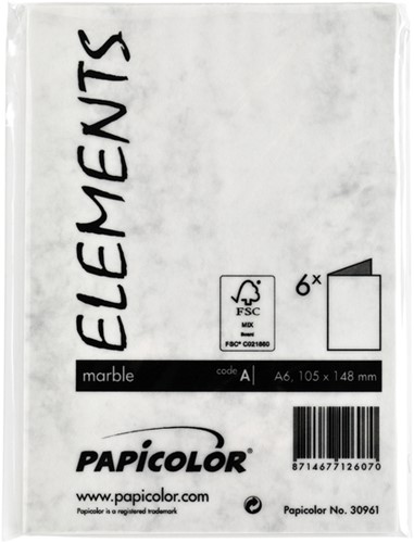 Correspondentiekaart Papicolor dubbel 105x148mm marble grijs 6/st-3
