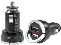 Oplader USB 2 poorten 15W auto