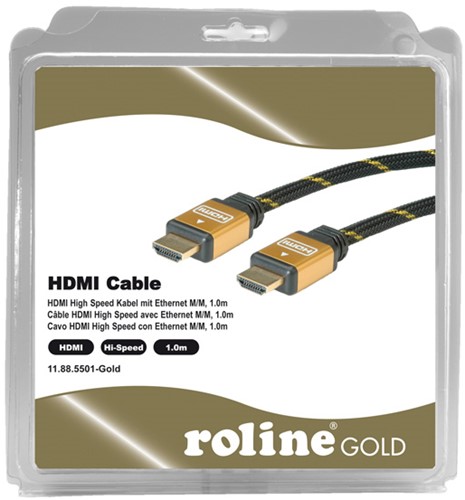 Kabel HDMI gold high speed + ethernet male/male  1 meter zwart-3