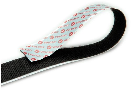 Klittenband Velcro zelfklevend 25mm x 25m harde kant zwart