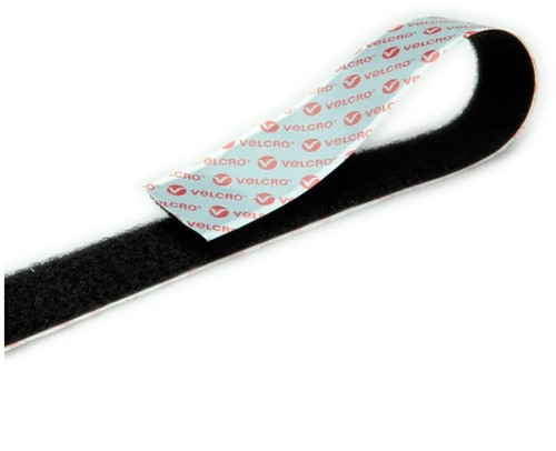 Klittenband Velcro zelfklevend 25mm x 25m zachte kant zwart