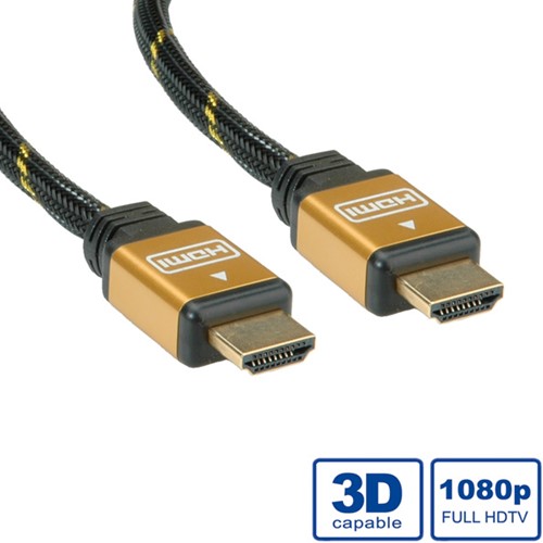 Kabel HDMI gold high speed + ethernet male/male  2 meter zwart-2