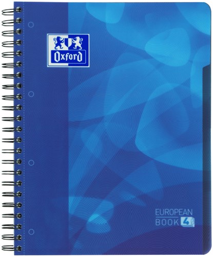 Collegeblok Oxford A4+ 4-rings lijn 120 vel blauw
