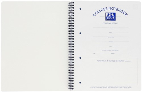 Collegeblok Oxford A4+ 4-gaats ruit 5mm 90vel zwart-3