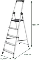 Huishoudtrap BRASQ  aluminium SLA500 zilver 5-treden-2