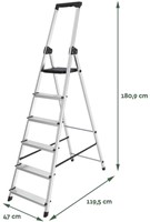 Huishoudtrap BRASQ  aluminium SLA600 zilver 6-treden-2