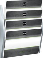 Folderhouder Helit wand 4 x A3 liggend zilver