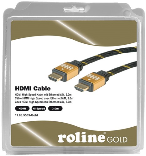 Kabel HDMI gold high speed + ethernet male/male  3 meter zwart-3