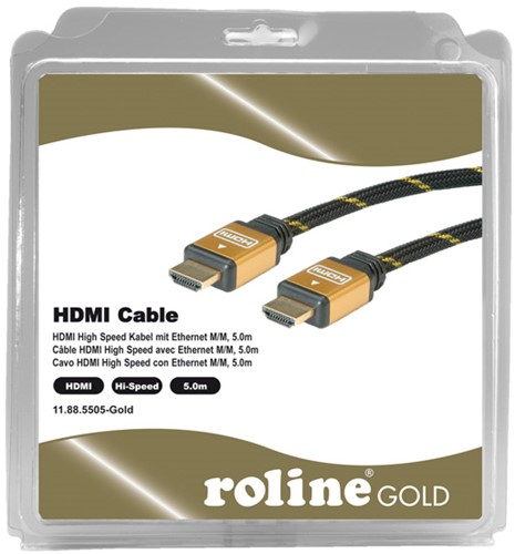 Kabel HDMI gold high speed + ethernet male/male  5 meter zwart-3