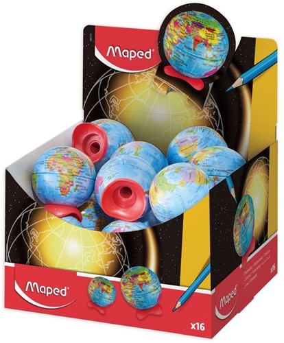 Puntenslijper Maped Globe 1gaats in display 16stuks ass.