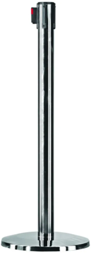 Afzetpaal Europel 940mm chrome met lint 2500mm zwart