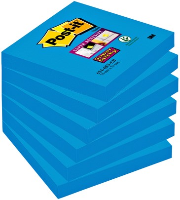 Post-it memoblokje  76x 76mm 654-SSEB Super Sticky blauw blok/90