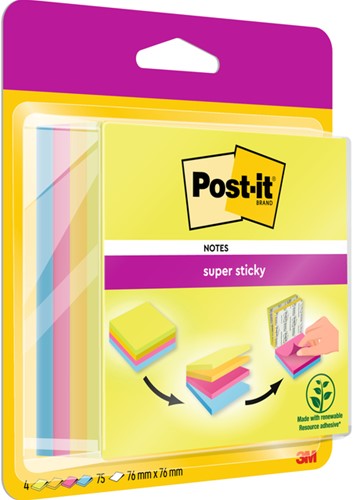 Post-it memoblokje  76x 76mm 2014BYPG Super Sticky rio blok/300