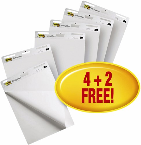 Post-it meeting chart 559VP4+2 63,5x76,2cm blanco pk/30vel 4+2 stuks
