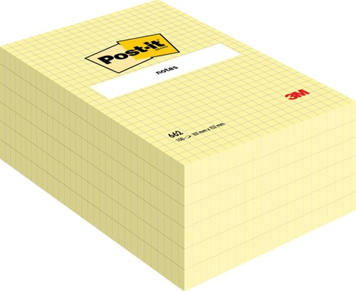 Post-it memoblokje 102x152mm 662YEL geel ruit