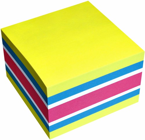 Memoblok Info Notes kubus 75x75mm neon assorti 450vel