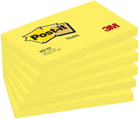 Post-it memoblokje  76x127mm 655NYEL neon geel