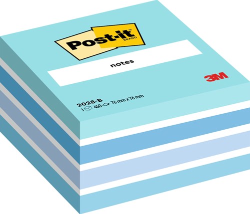 Post-it memoblokje  76x 76mm 2028B aqua blauw blok/450