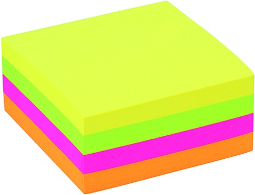 Post-it memoblokje  75x75mm Quantore Neon assorti pk/4-2