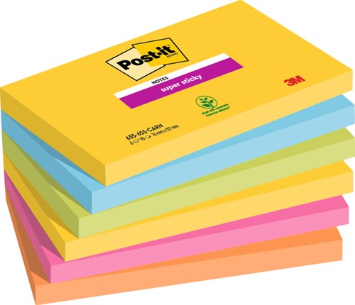 Post-it memoblokje  76x127mm 655-SSRO Super Sticky rio pk/6