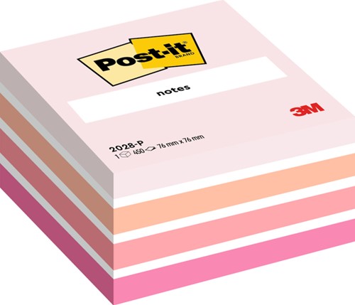 Post-it memoblokje  76x 76mm 2028P aqua roze blok/450