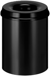 Papierbak metaal 15ltr zwart + vlamdover