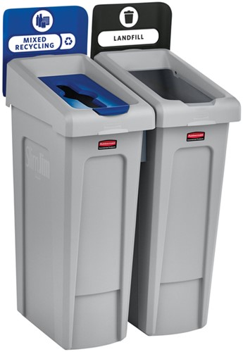 Afvalbak Slim Jim Recyclestation starterset grijs-2
