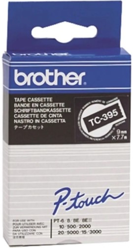 Brothertape TC-395  9mm wit op zwart