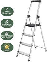 Huishoudtrap BRASQ  aluminium SLA400 zilver 4-treden-3