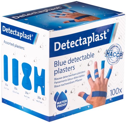Waterafstotende blauwe pleister Detectaplast assorti ds/100-3