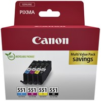 Inktcartridge Canon CLI-551 multipack zwart + 3x kleur