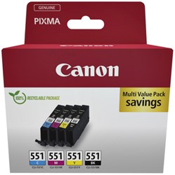 Inktcartridge Canon CLI-551 multipack zwart + 3x kleur