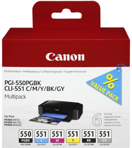 Inktcartridge Canon PGI-550/CLI-551 zwart/kleur multipack pk/6