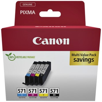 Inktcartridge Canon CLI-571 zwart/kleur multipack pk/4