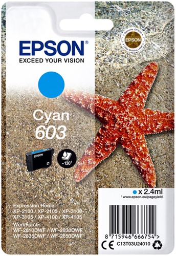 Inktcartridge Epson T03U2 603 cyaan