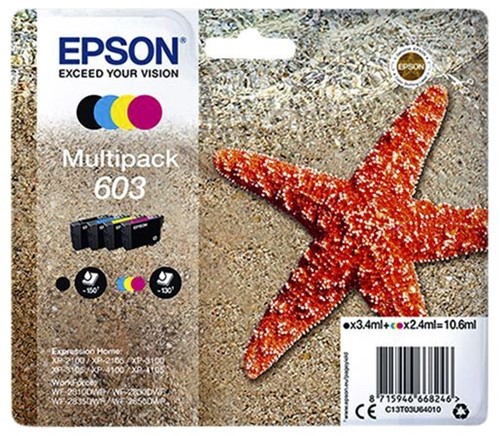Inktcartridge Epson T03U6 zwart + 3 kleuren