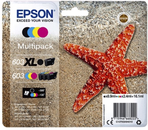 Inktcartridge Epson T03A9 603 zwart XL+ 3 kleuren